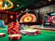 Hit.Club app being showcased in an upscale casino scene with poker chips and cards