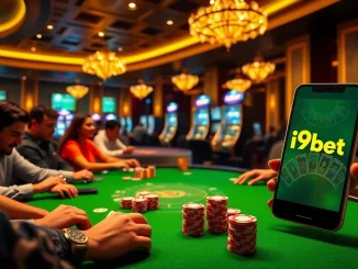 Experience thrilling gameplay at i9bet with vibrant poker chips and intense players.