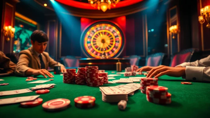 Experience the thrill of NK88 with luxurious casino elements, including poker chips and a roulette wheel.