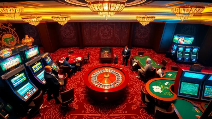 Experience the thrill of winning at DA88 Casino with vibrant slot machines and poker tables.