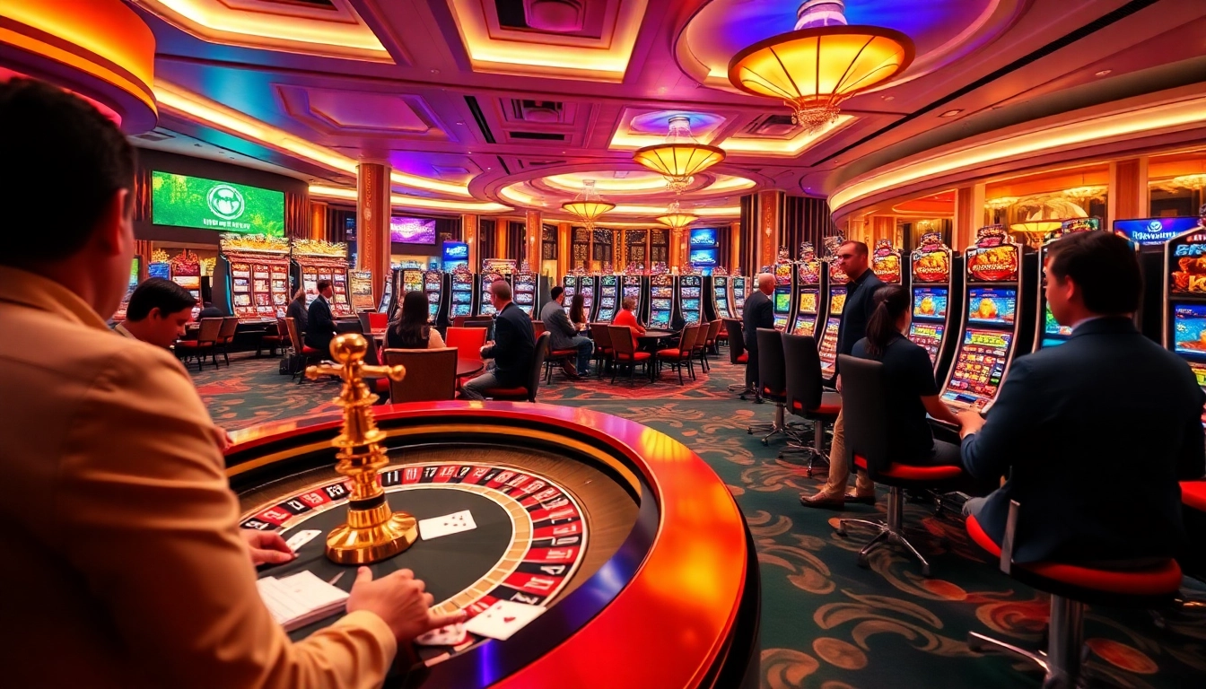 Players enjoying diverse games in a lively casino setting at WE88 online.
