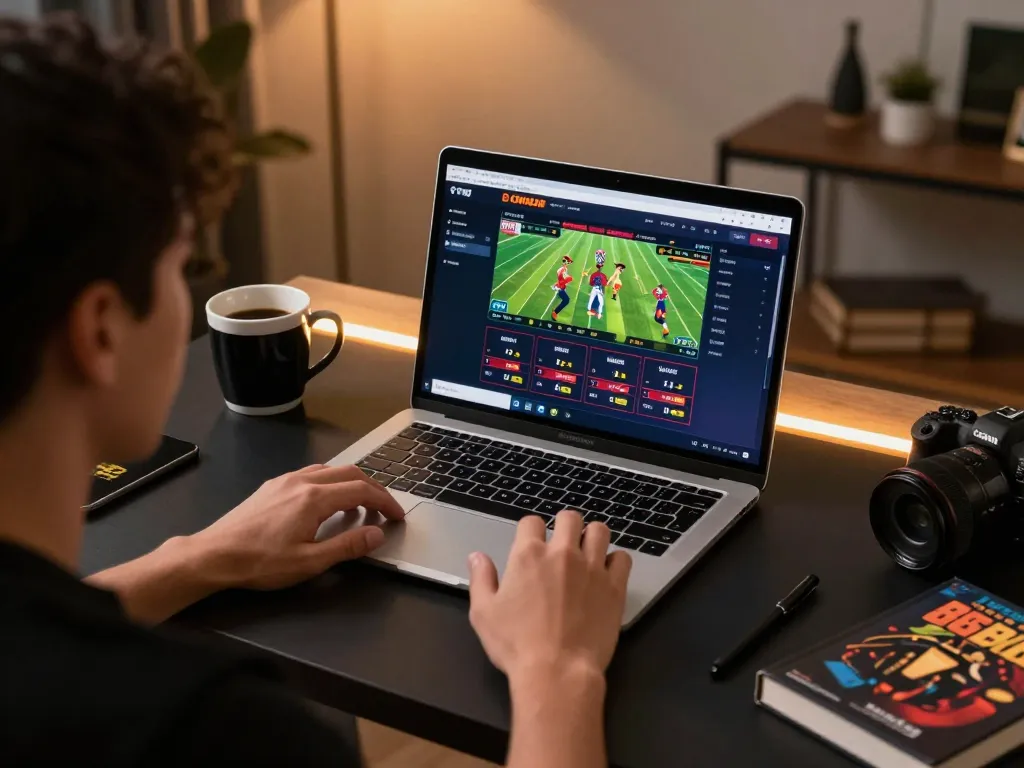 Engaging with 88bet online casino game interface on a stylish gaming setup.