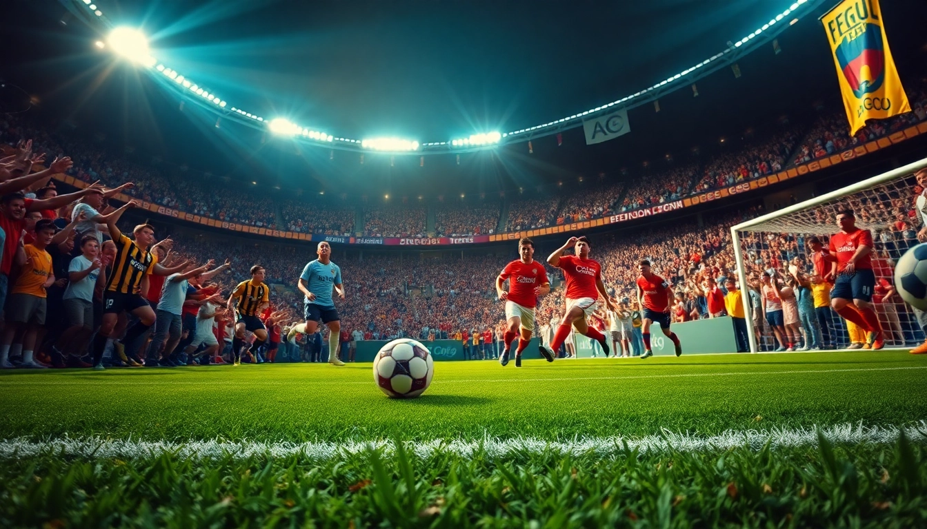 Exciting live soccer match atmosphere enhanced through https://socolive.spot/ showcasing fans and players in action.