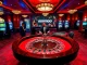 Excited players engaging with MMOO gambling action at a vibrant roulette table in a luxurious setting.