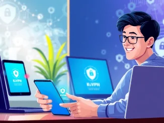 在多台设备上展示的快连下载 VPN 应用，体现现代安全性与连接性。