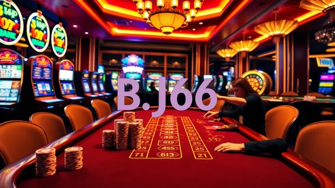 Players engage in thrilling blackjack action at BJ66, surrounded by vibrant casino atmosphere.