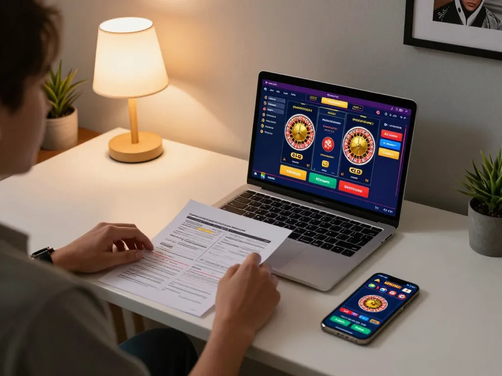 Engaging in online betting at https://sky88.foo/ with laptop and smartphone displaying exciting casino games