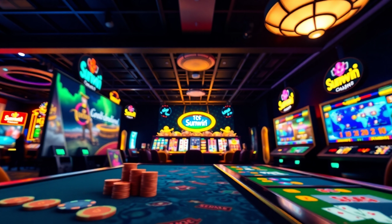 Engaging Sunwin gaming platform showcasing diverse games, vibrant atmosphere, and inviting user interface.