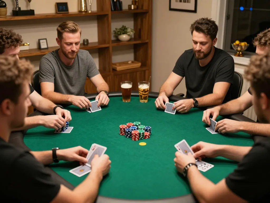 Engaging poker night with friends at home showcasing strategic gameplay and camaraderie at https://hd88.london/.