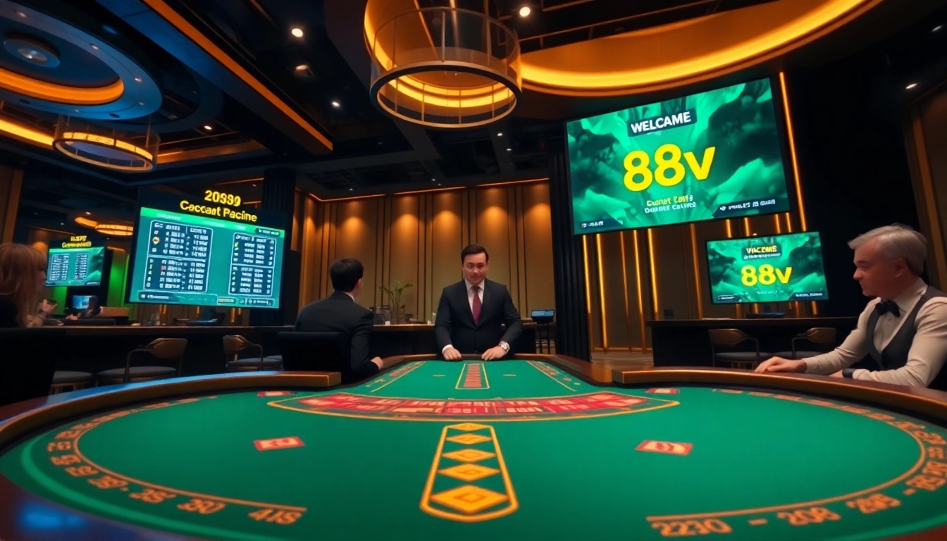 88vv live casino experience with a baccarat table and engaging players