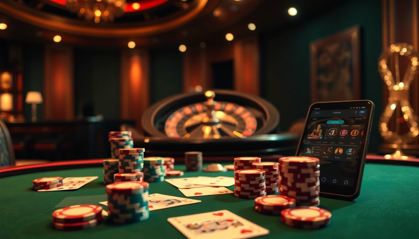 Engaging scene of a poker table displaying VN789 LINK and vibrant casino elements.