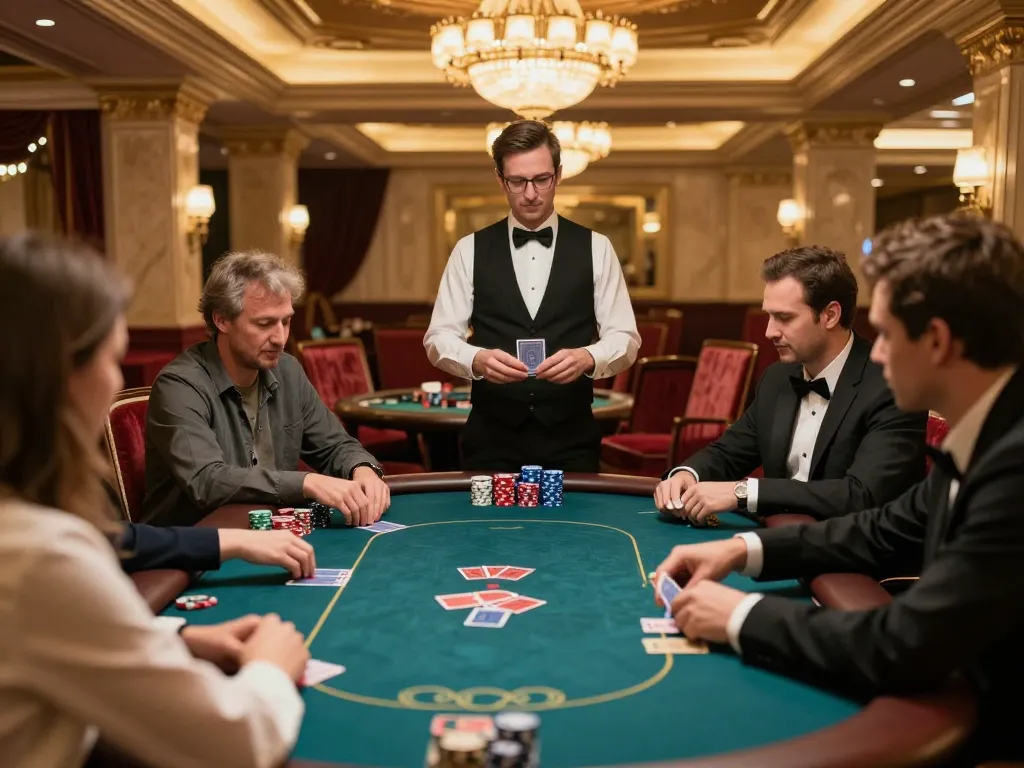 Players strategizing bets at the high-stakes table in da88 casino setting, capturing luxury gaming
