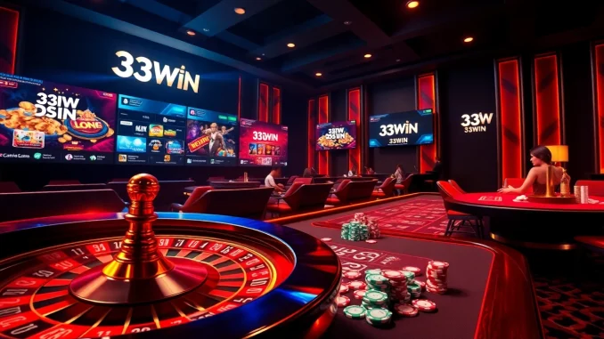 Experience the thrill of 33WIN at a vibrant casino, featuring roulette, poker, and engaging gameplay.