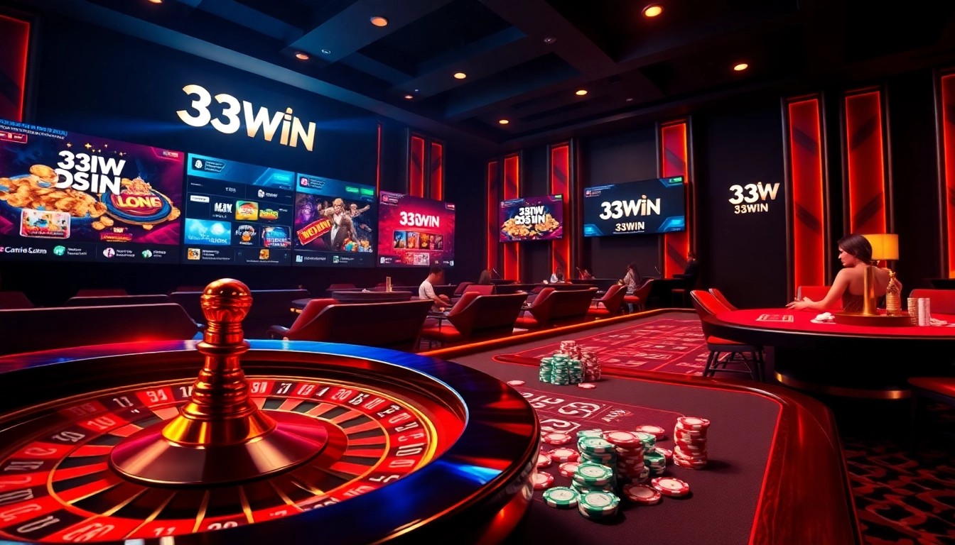 Experience the thrill of 33WIN at a vibrant casino, featuring roulette, poker, and engaging gameplay.