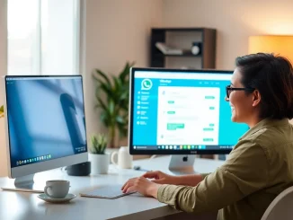 WhatsApp网页版 enhancing productivity in a modern workspace with a user-friendly interface.
