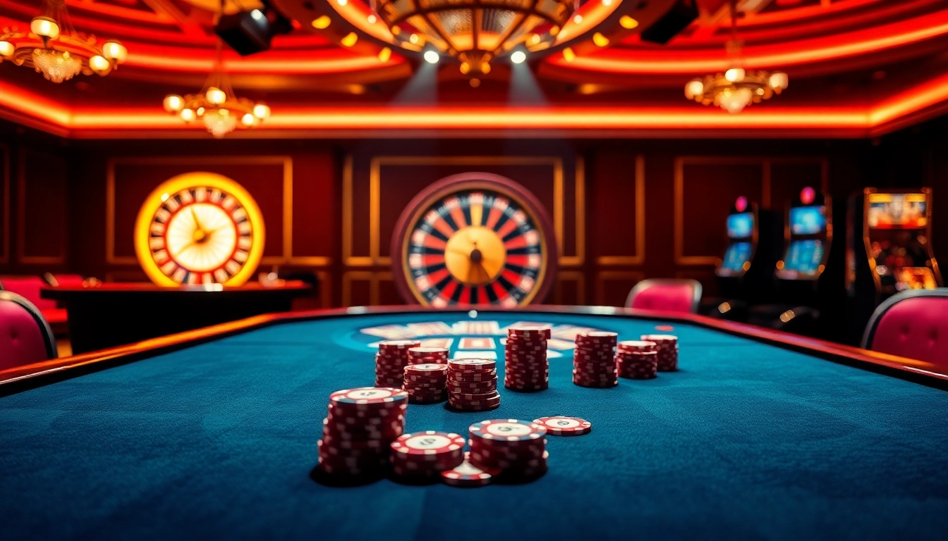 Dynamic casino experience at sunwin with poker and roulette showcasing vibrant colors.