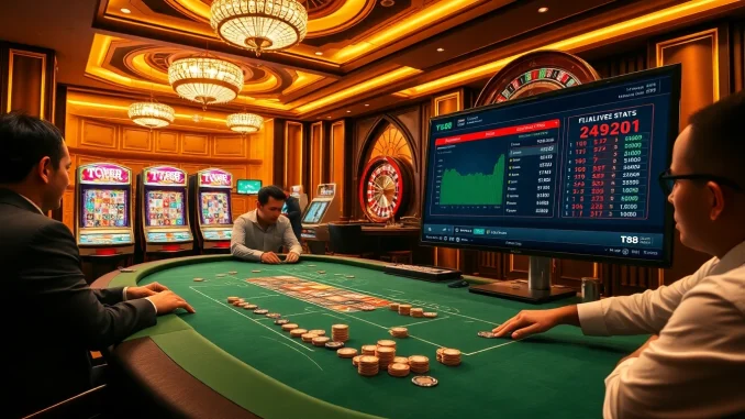 Players engaging in poker and slot games at TT88, showcasing an exciting casino atmosphere.