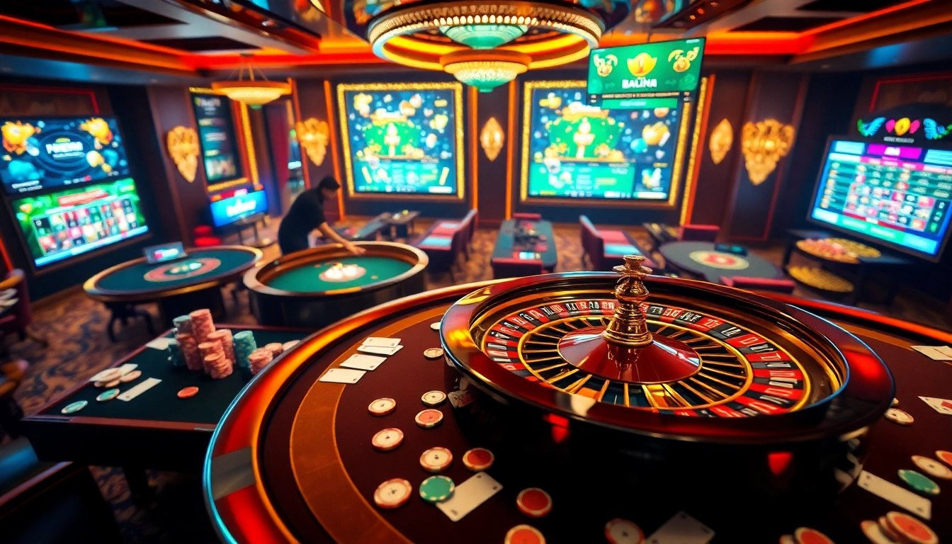 High-stakes gambling scene emphasizing 包网 with poker chips and a roulette wheel.