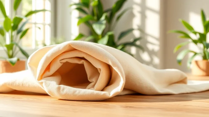 Voel de zachtheid van 100% natuurlijk katoen met deze gedetailleerde close-up van stof.