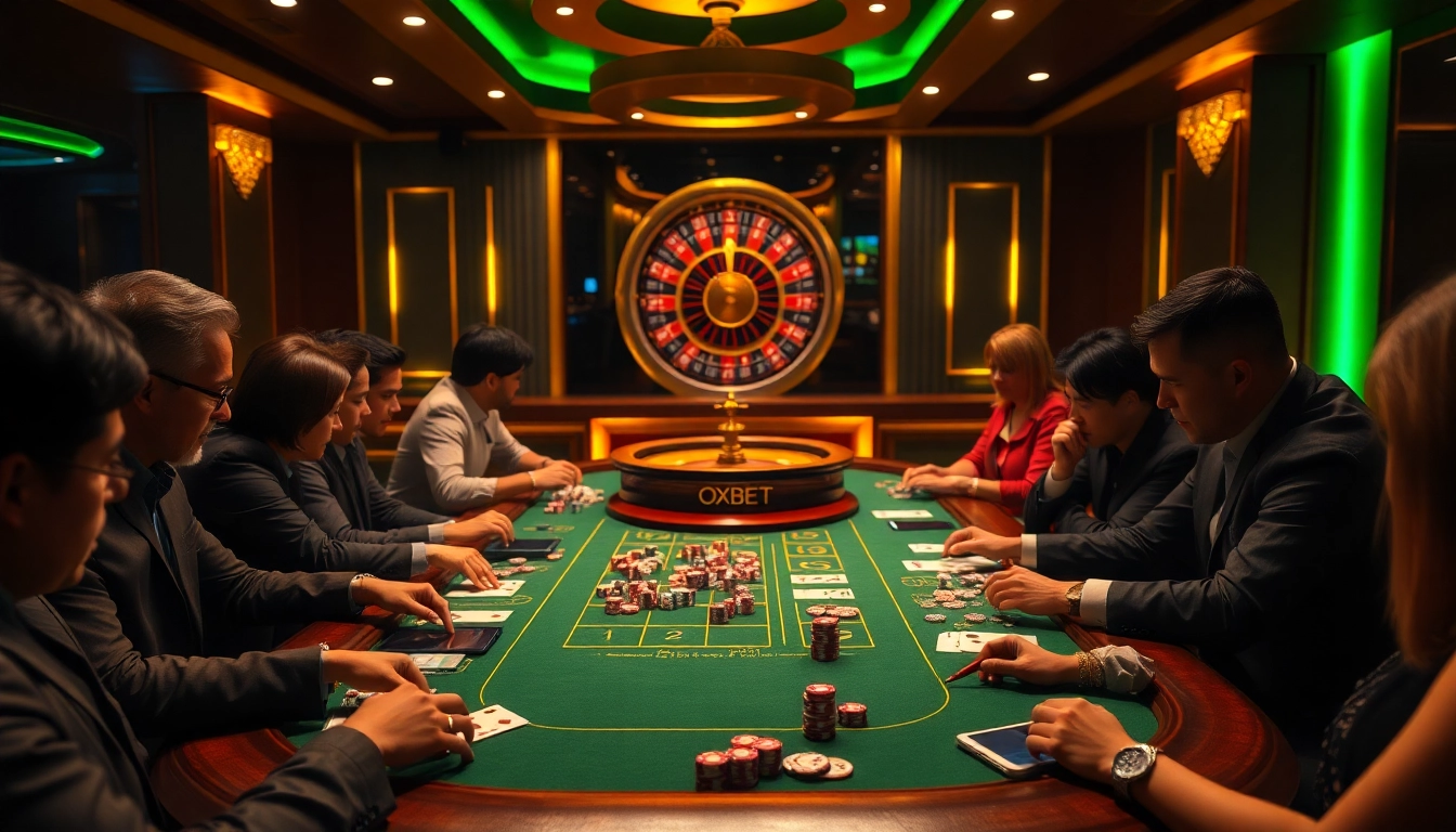 Experience the thrill of Link vào oxbet with exciting gambling activities on a vibrant casino table.