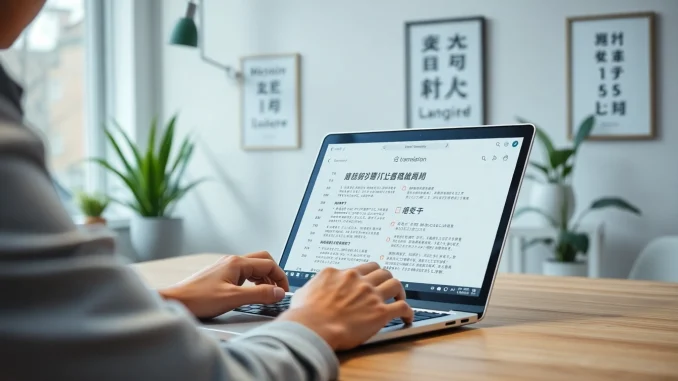 Engaging workspace showcasing 有道 translation application on a modern laptop screen.
