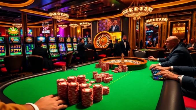 Experience the thrilling atmosphere of uu88 with vibrant casino scenes and high-stakes action.