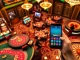 Players engaged in exciting games at the Iwin68 casino with vibrant slot machines and poker tables.