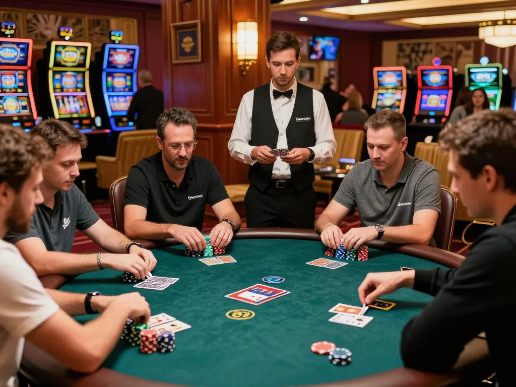 Engaged players participating in a thrilling poker game at Bu88 com casino, showcasing strategic gameplay.