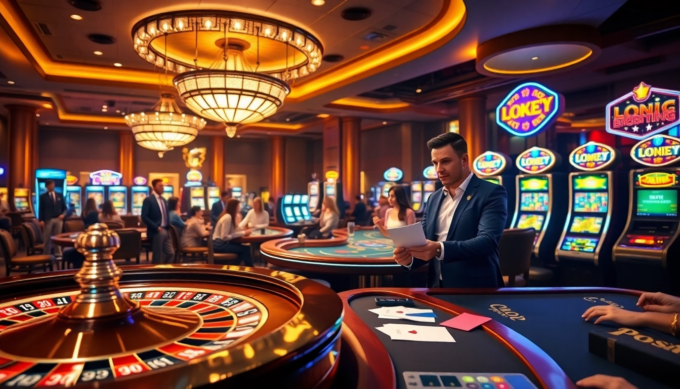 Experience the thrill of gambling with Link vào lucky88 at a vibrant casino scene.