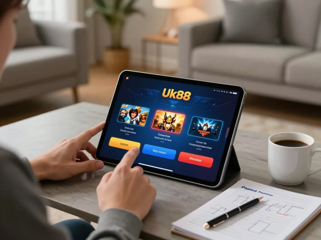 Play the Uk88 app on a tablet while enjoying cozy home gaming.