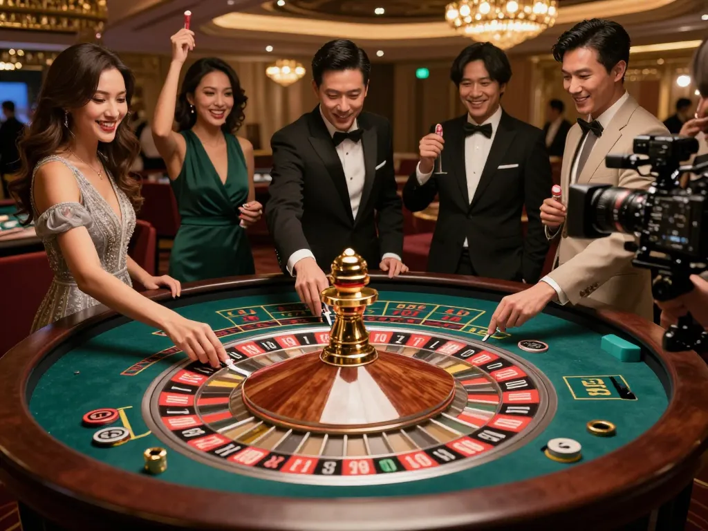 Experience bcx88 excitement at a luxury roulette table, capturing high-stakes gameplay and vivid celebration.