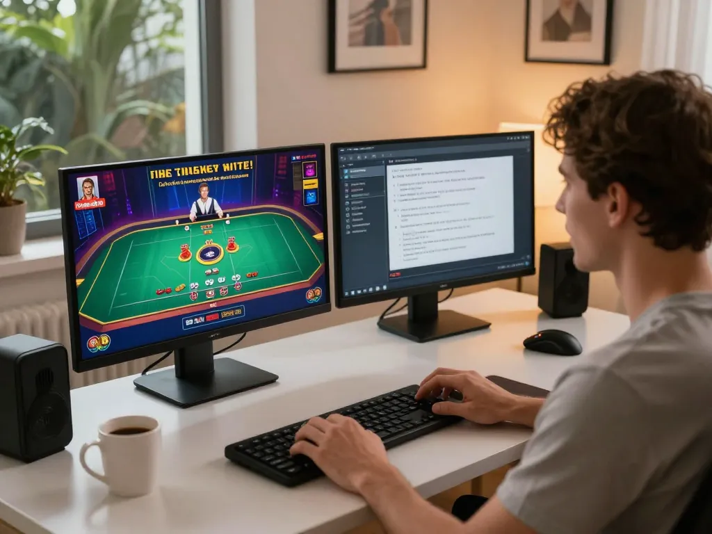 Play poker online at 78win on dual screens, creating an engaging gaming atmosphere.