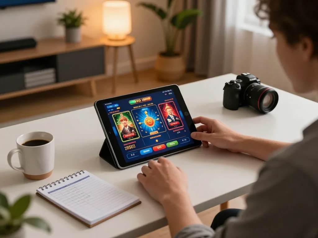 Engaged user playing games on 88go tablet, enjoying strategic online gambling experience.