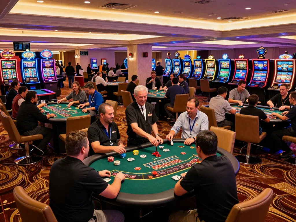 Engaged players at Red88 casino enjoying a vibrant gaming night with diverse games and excitement.