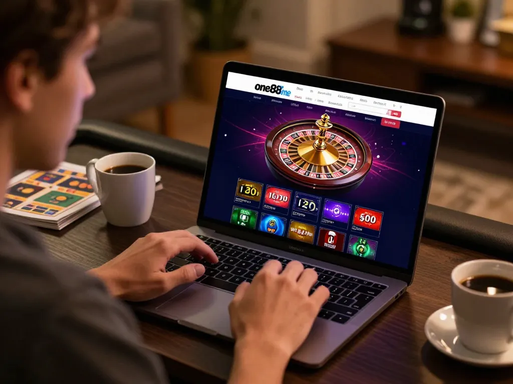 Engaging with one88me's online casino platform during an exciting roulette game at home.