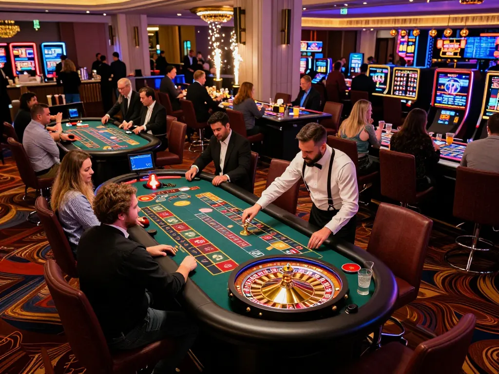 Exciting gameplay at vu88 casino with players engaged in roulette, classic table atmosphere.