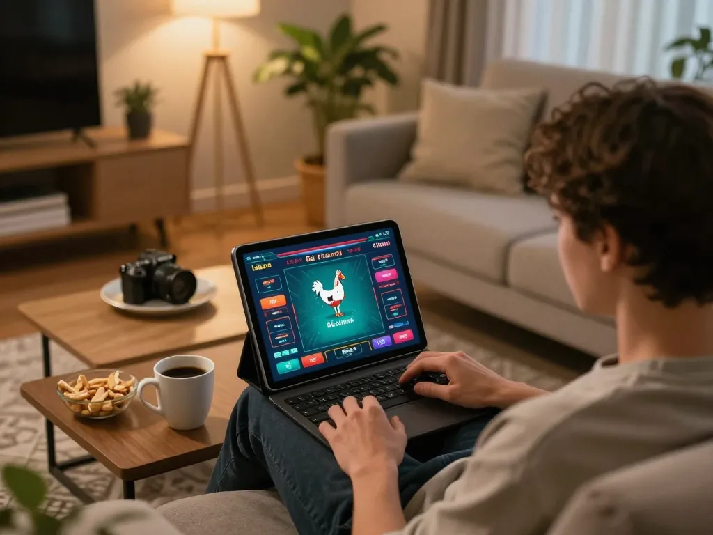 Engaging in Đá gà thomo live betting at home with a tablet in a cozy setting.