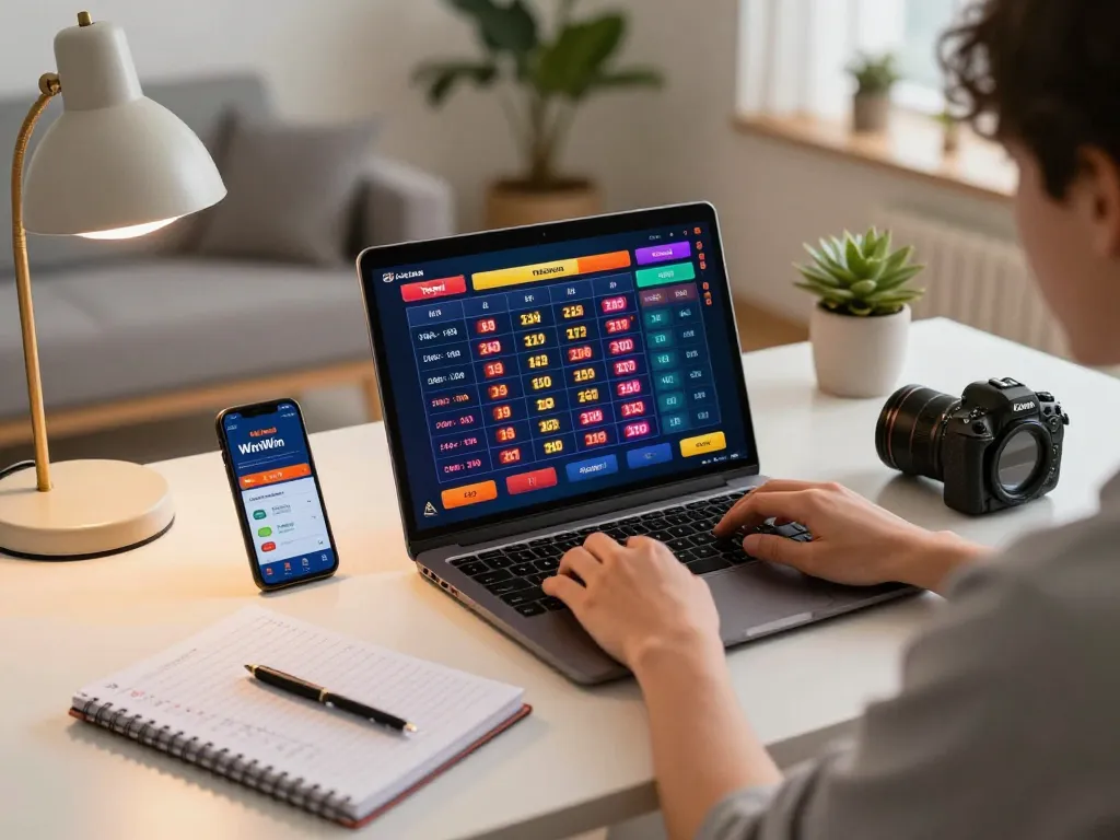 Player engaging with the WinWin online casino, making strategic bets on Togel.