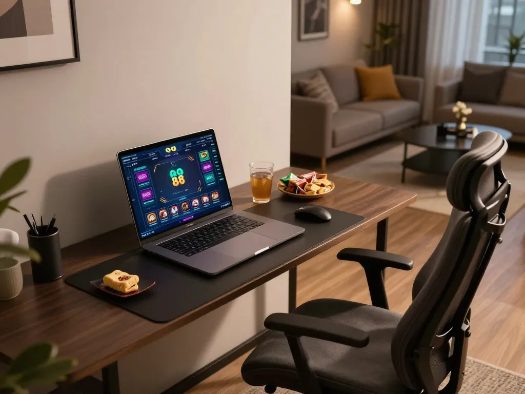 Engaged player exploring QQ 88 online gaming interface on a modern laptop.