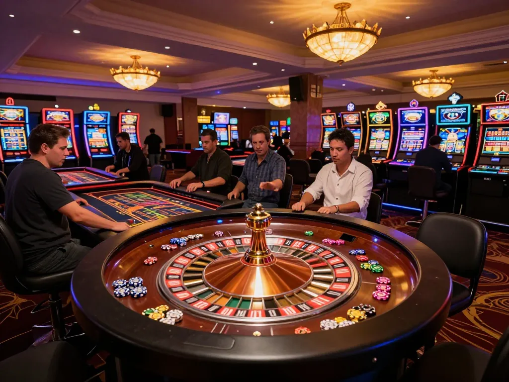 Engaging casino scene at LLwin featuring players at a roulette table.