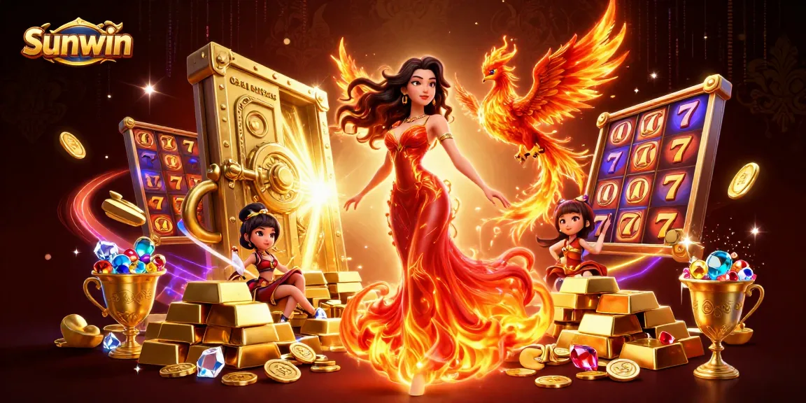 Experience the excitement of Sunwin with vibrant casino elements in a stunning 3D illustration.