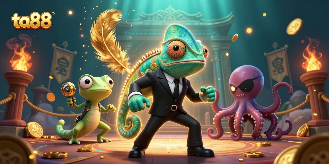 Play thrilling games and win big at ta88, featuring cartoon-style agents in an exciting casino scene.