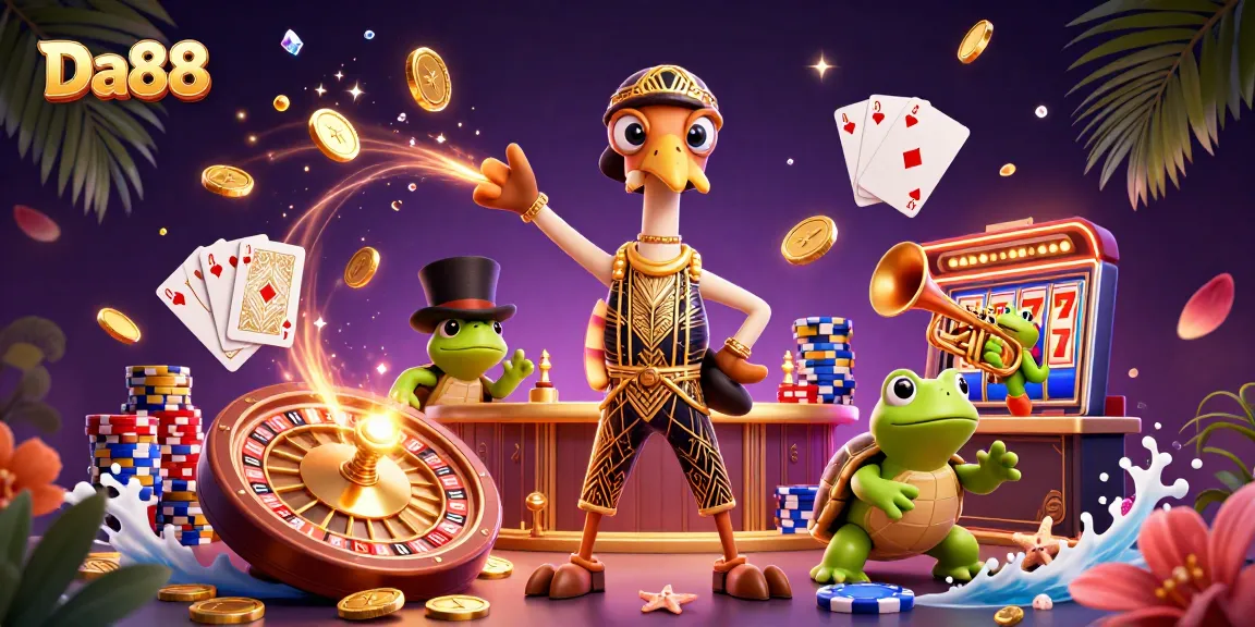 Experience thrilling gameplay at Da88 with vibrant casino action featuring 3D characters and magical effects.