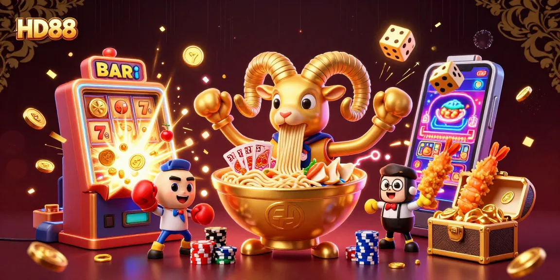 Join the fun with HD88's vibrant casino scene featuring dynamic characters and captivating gaming elements.