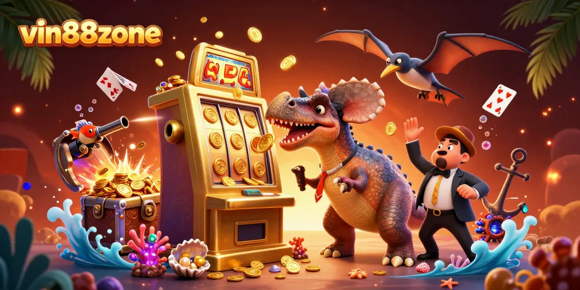 Experience the thrill at vin88zone with dynamic casino action and playful characters in 3D illustration