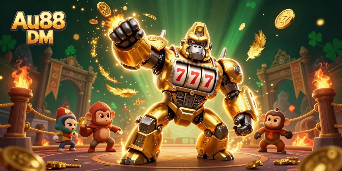 Experience thrilling wins at Au88 DM with engaging 3D casino illustrations showcasing dynamic gaming elements.